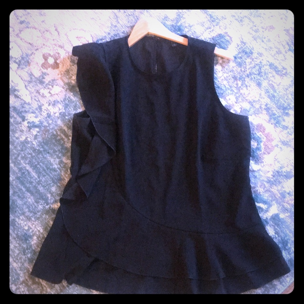 Ann Taylor Black Ruffle Peplum Top